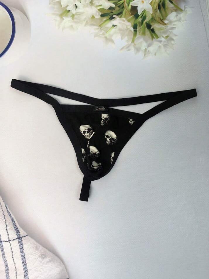 MAD-MEN Asymmetric Halloween Skeleton Print Men's Underwear